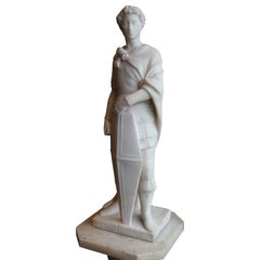 Romanesque Naturalistic Marble Soldier Sculpture