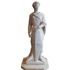 Romanesque Naturalistic Marble Soldier Sculpture 