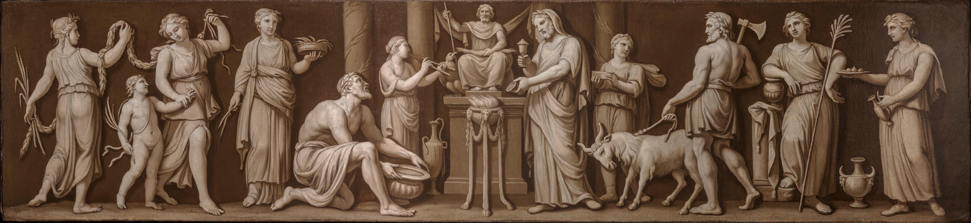 Fregio monocromo neoclassico toscano a tema mitologico - Other Art Style Painting by Pietro Benvenuti