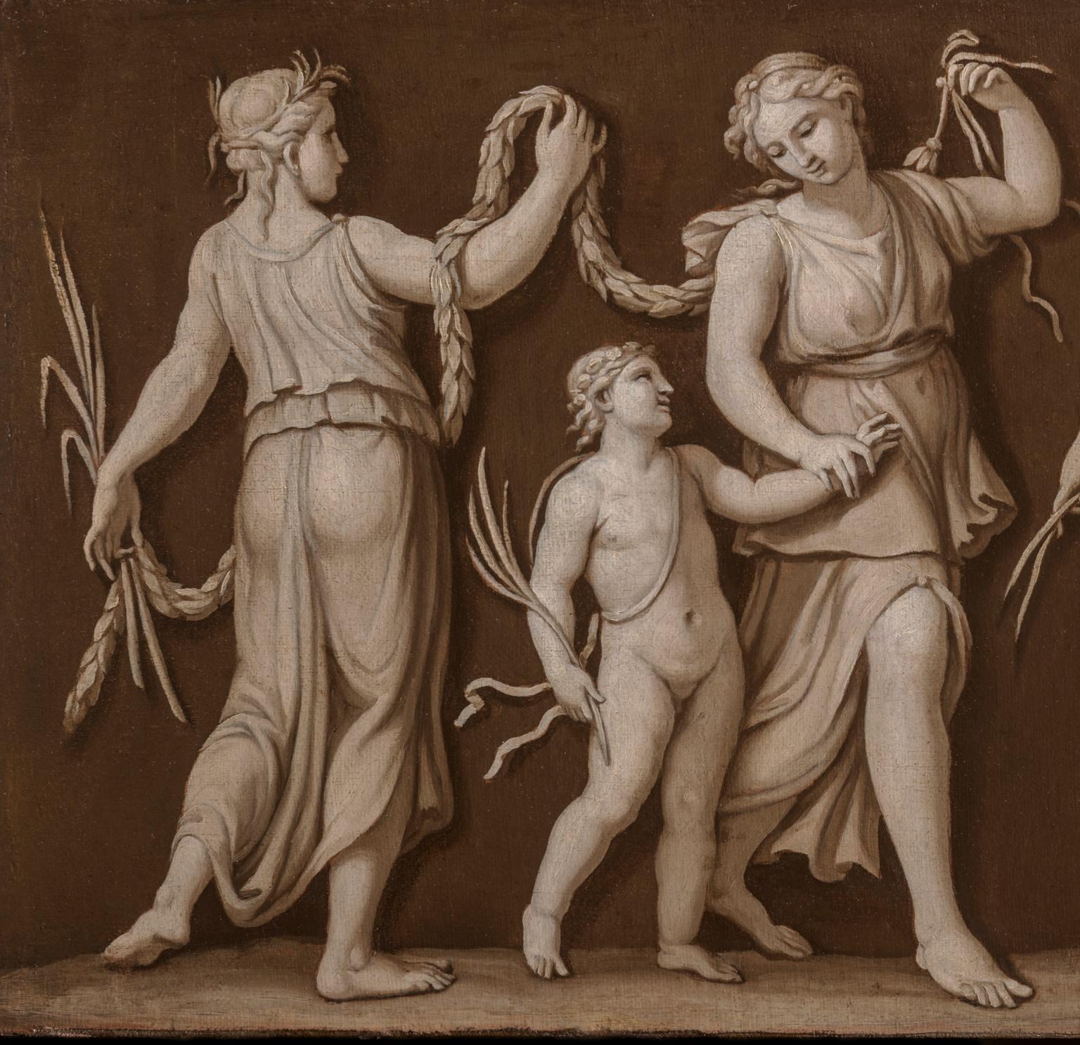 Fregio monocromo neoclassico toscano a tema mitologico - Painting by Pietro Benvenuti