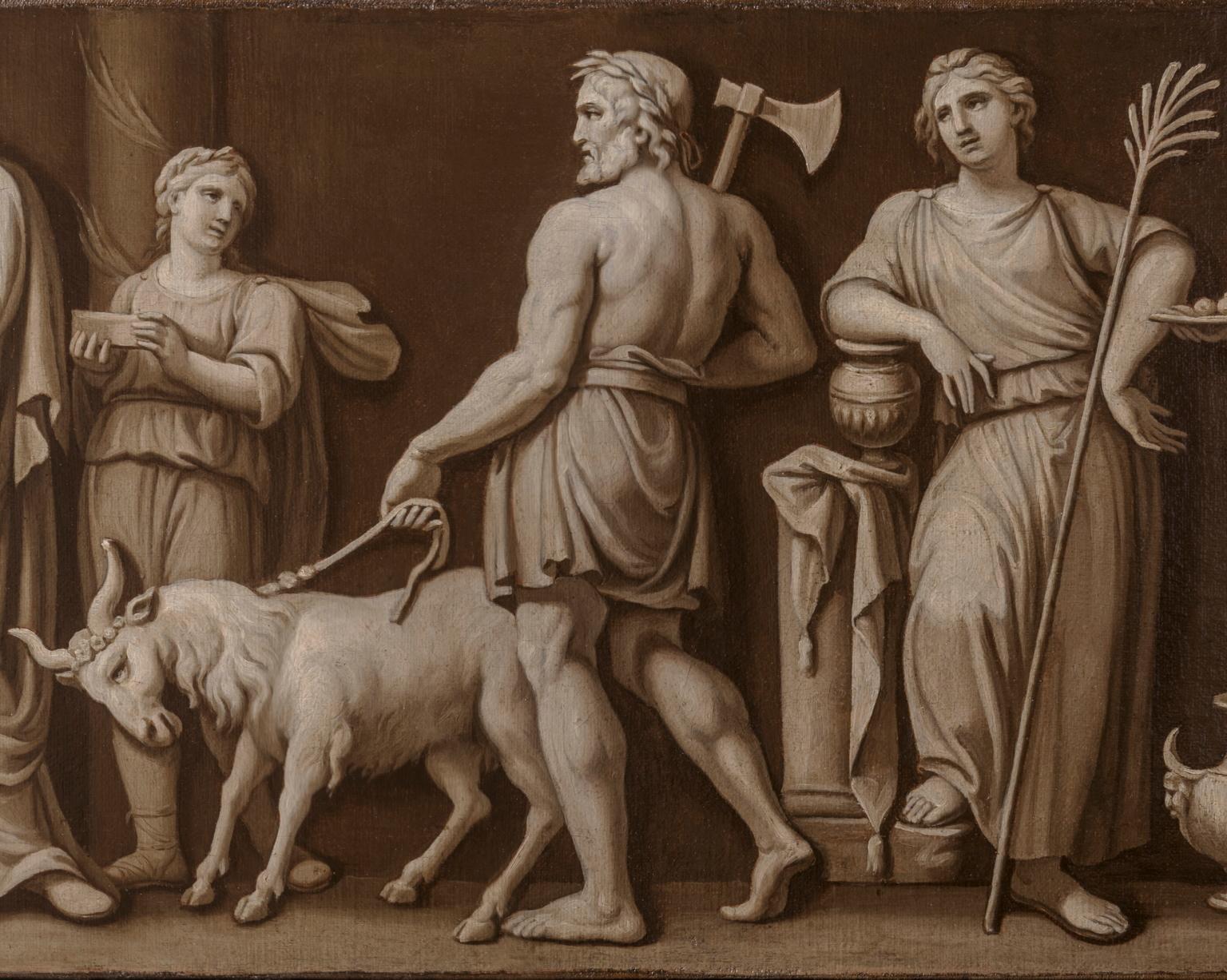 Mitología Friso monocromo Arte neoclásico toscano Pietro Benvenuti Siglo XVIII en venta 2