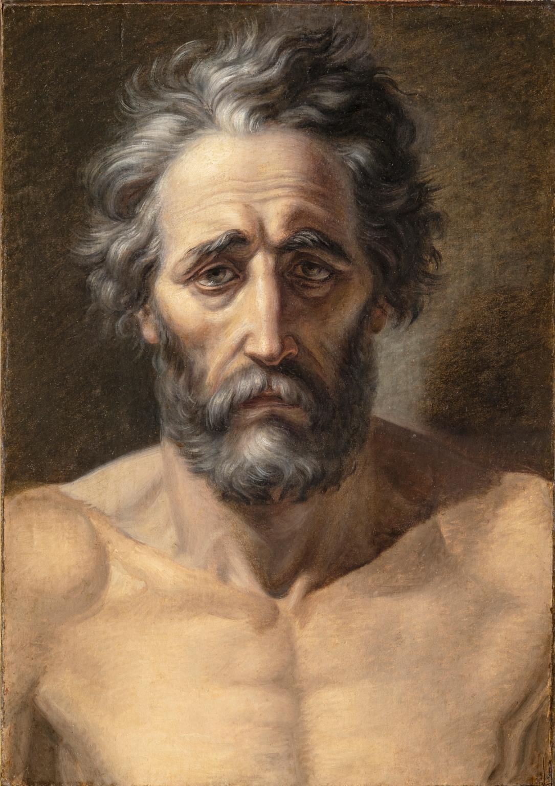 Ritratto figurativo storico neoclassico fiorentino del XIX secolo con cornice – Painting von Pietro Benvenuti