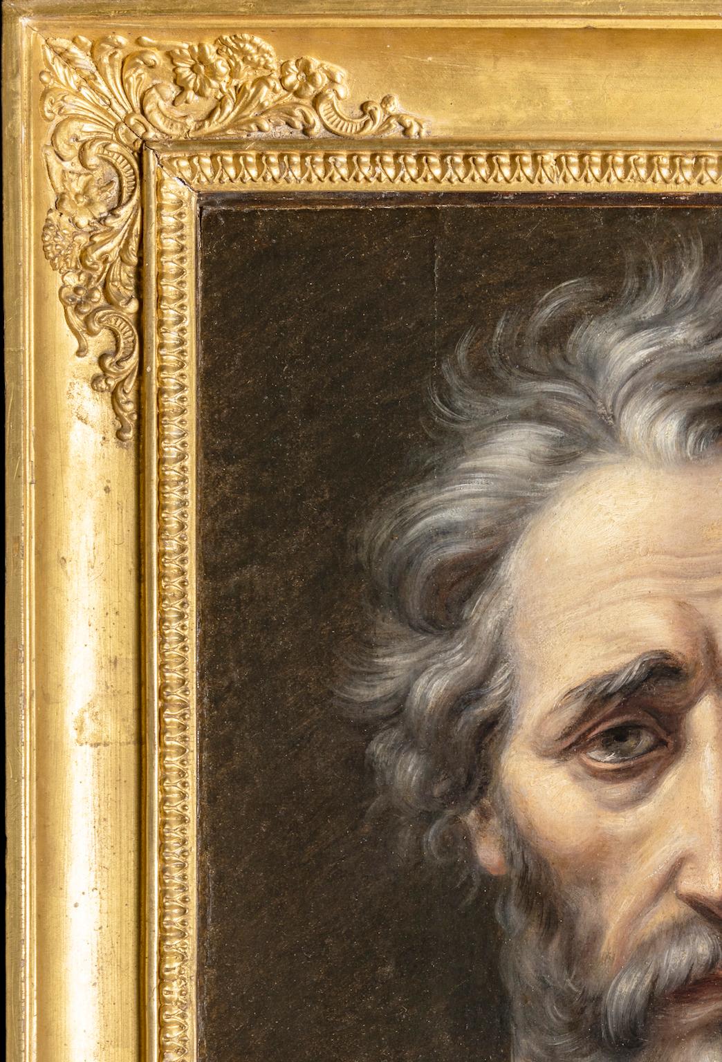 Ritratto figurativo storico neoclassico fiorentino del XIX secolo con cornice (Braun), Portrait Painting, von Pietro Benvenuti