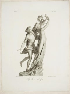 Apollon et Dafne - Gravure originale de Pietro Bettelini d'après Agostino Tofanelli