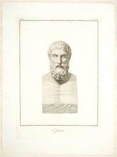 Epicurus - Gravure originale de Pietro Bettelini d'après Agostino Tofanelli