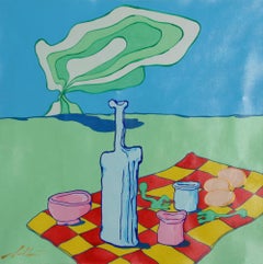 Picnic, Pop Art Surrealist Oil Painting by Pietro Bulloni