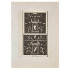 Ancient Roman Fresco Herculaneum -  Etching P. Campana - 18th Century