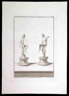 Ancient Roman Statue of Nudes- Original Etching by Pietro Campana - 18th Century