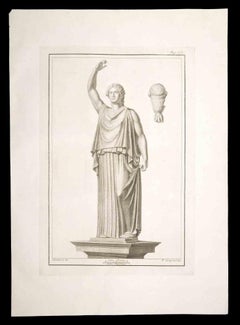 Antike römische Statue aus der Antike – Original-Radierung von Pietro Campana – 18. Jahrhundert