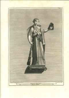 Statue romaine antique - gravure originale de Pietro Campana - 18ème siècle