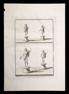 Statua romana antica - Acquaforte originale di Pietro Campana - XVIII secolo