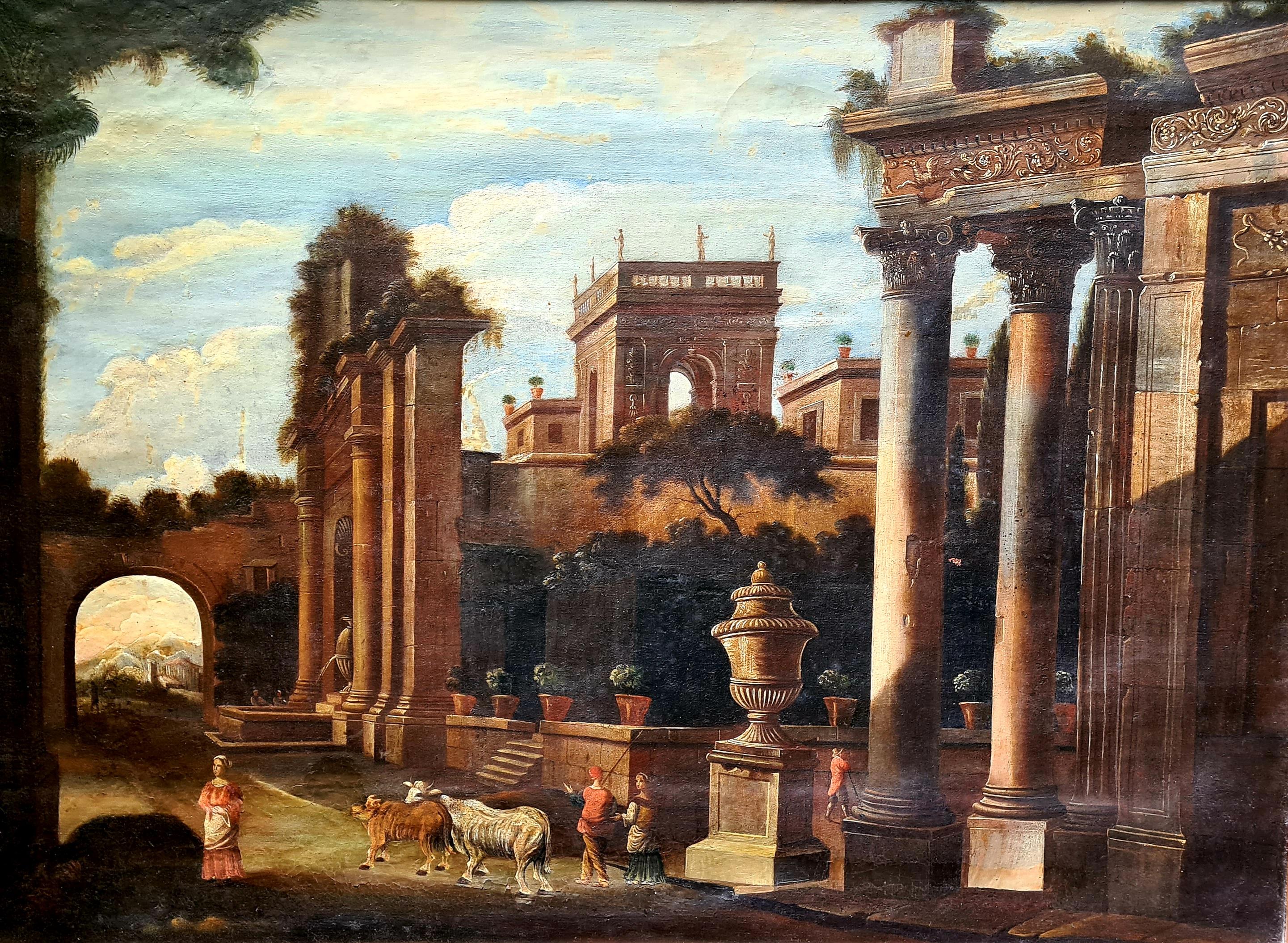 Grand Tour Dipinto di Capriccio del XVIII secolo, dopo Gennaro Greco