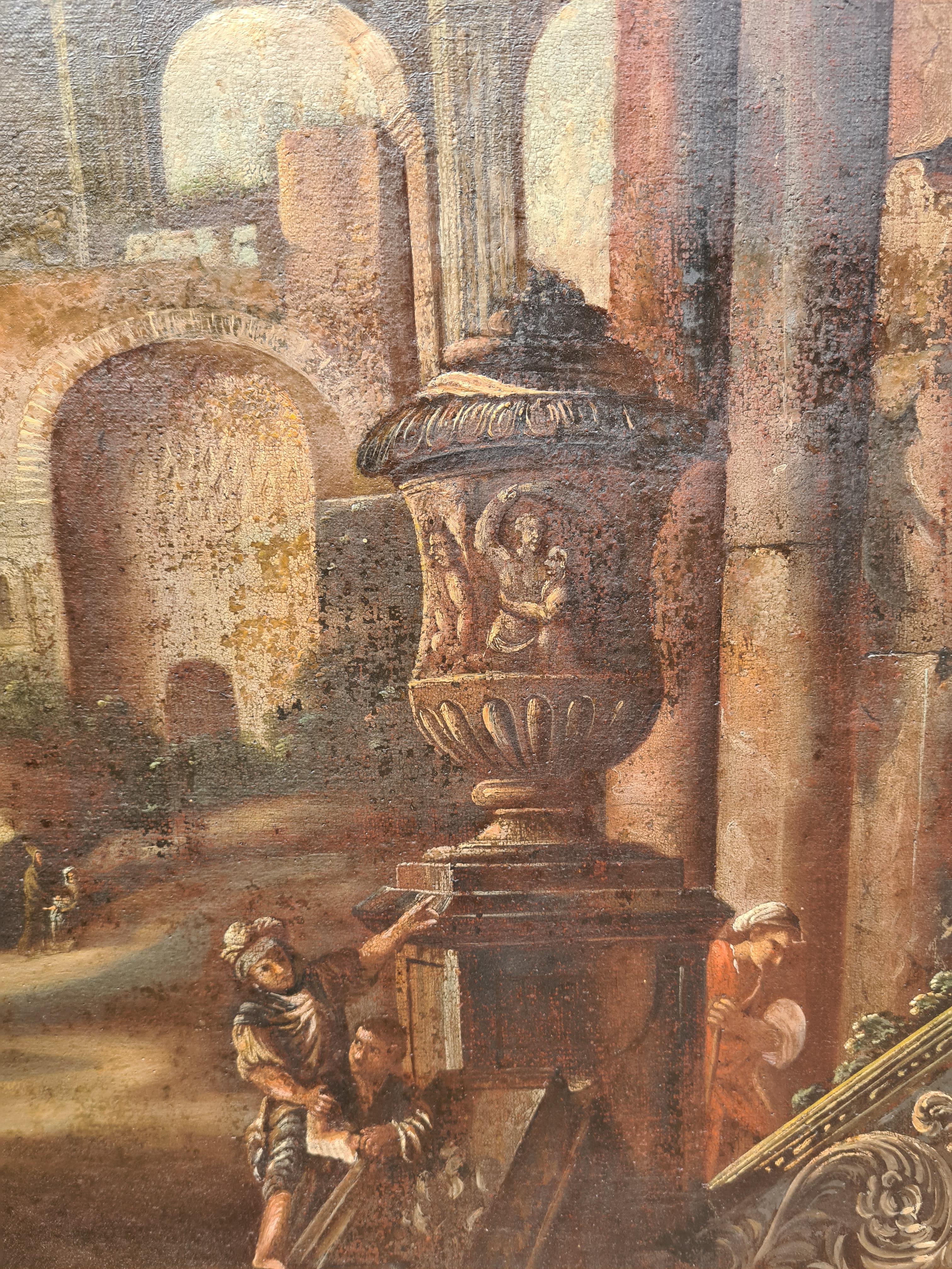 Coppia di dipinti di Capriccio di Veduta del 18° secolo, dopo Gennaro Greco in vendita 7