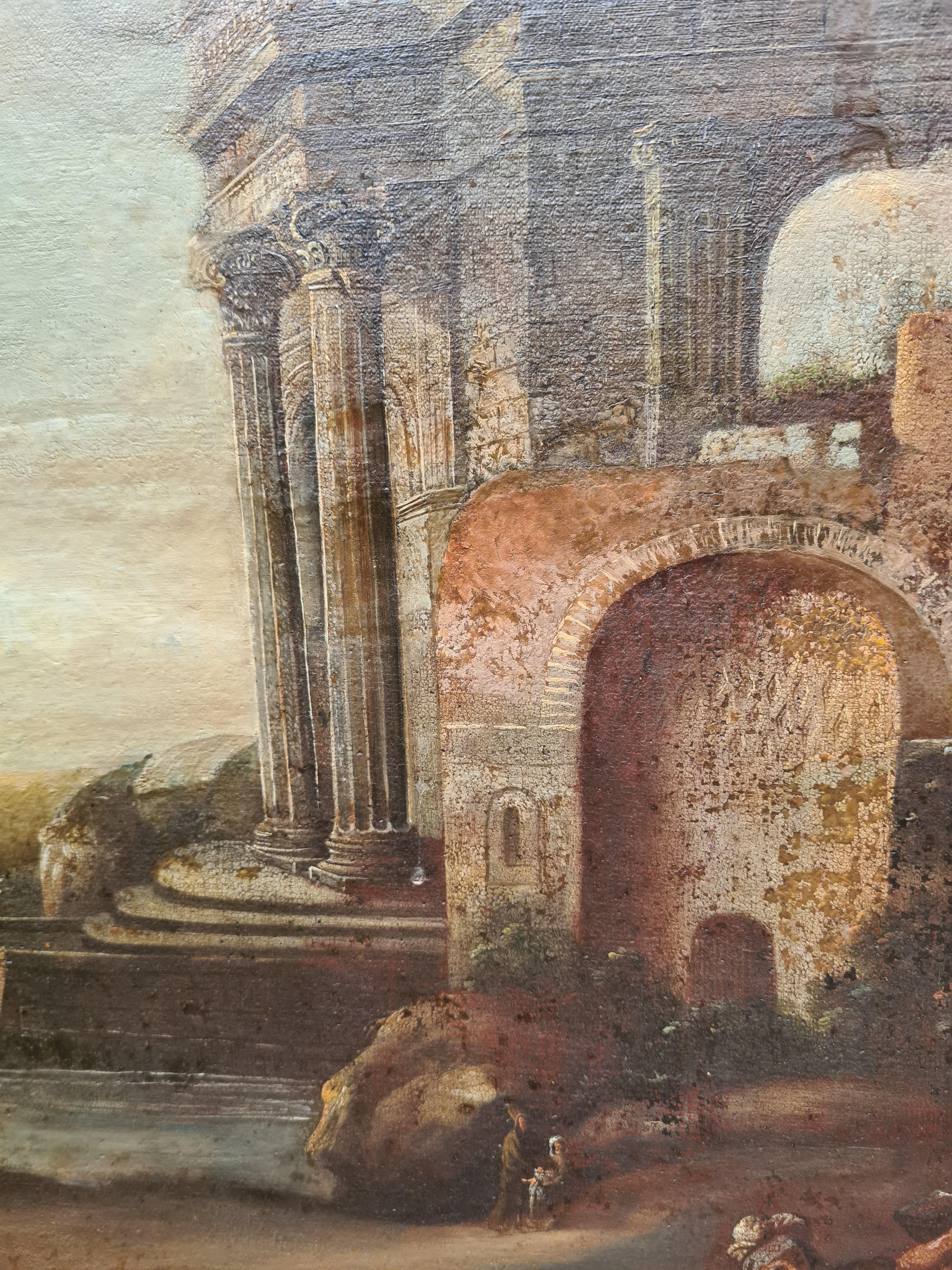 Coppia di dipinti di Capriccio di Veduta del 18° secolo, dopo Gennaro Greco in vendita 8