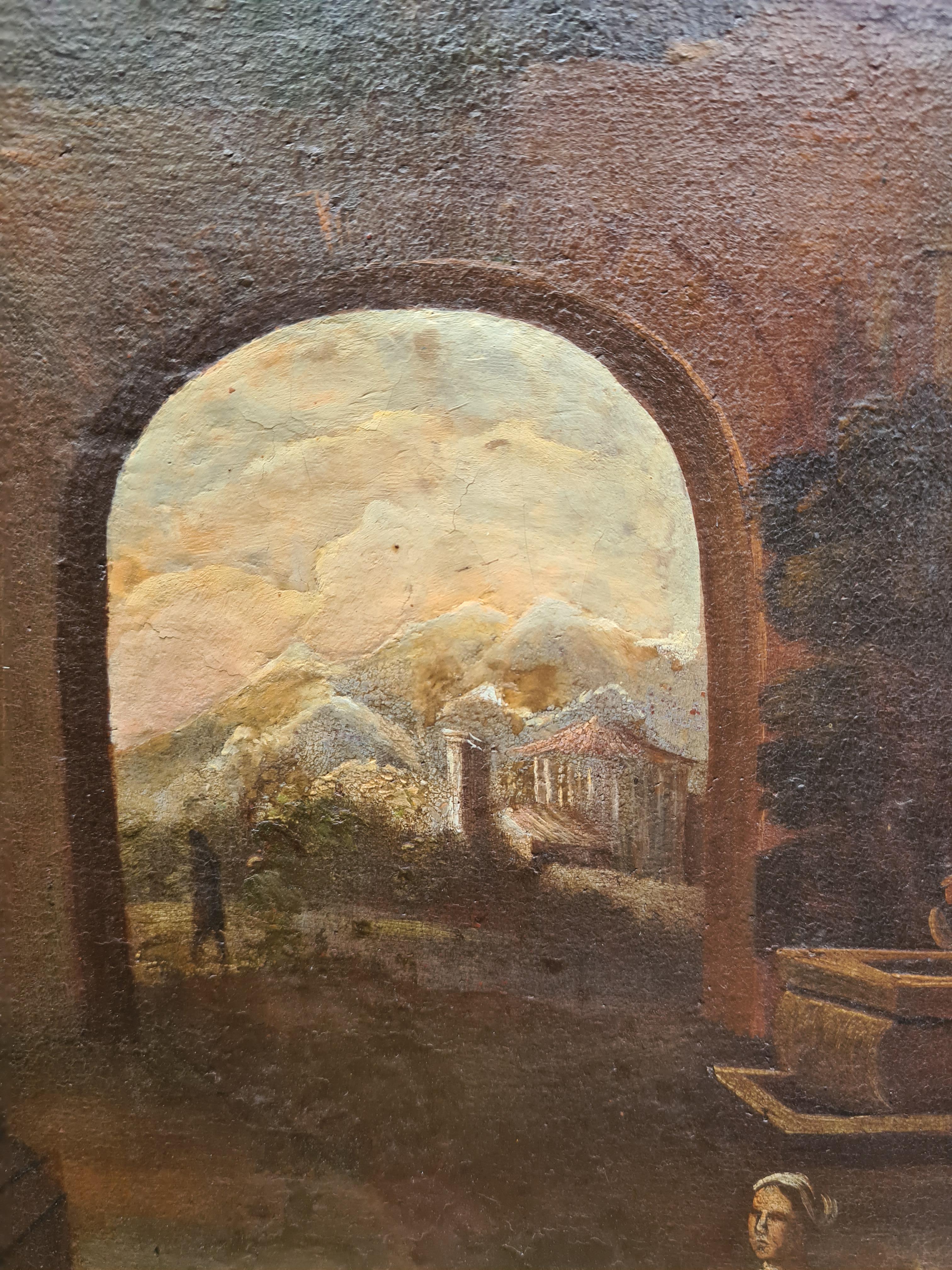 Paire de peintures Veduta Capriccio du 18ème siècle, d'après Gennaro Greco en vente 2
