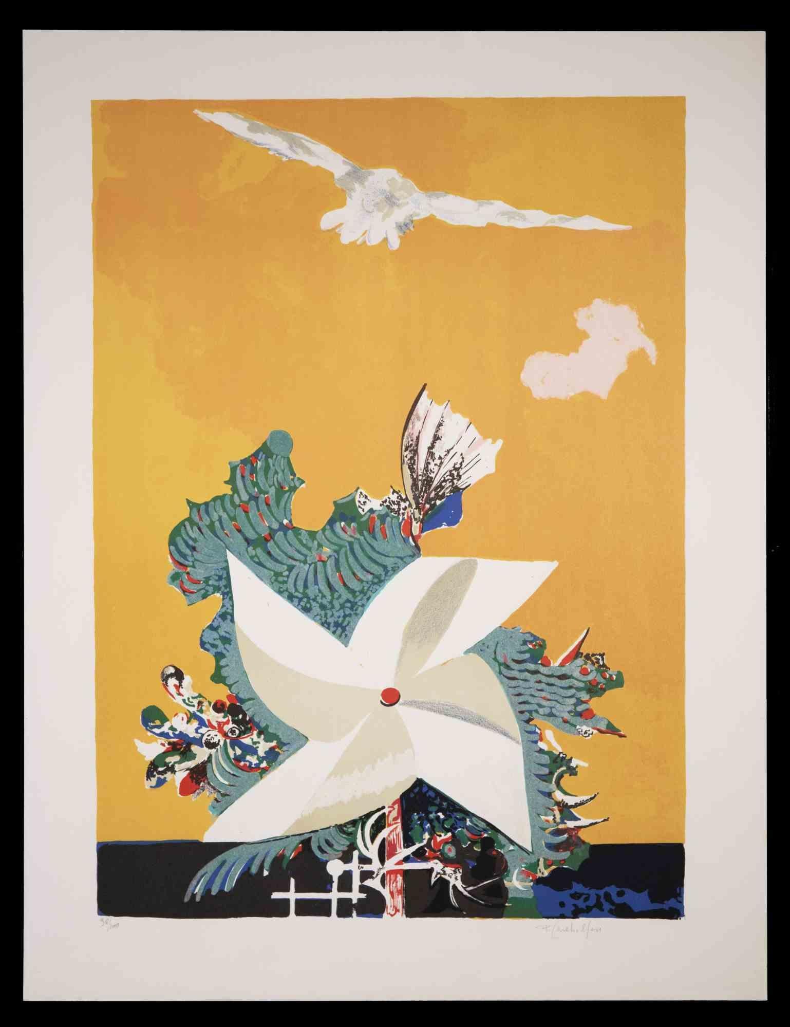 Composizione - Litografia originale di Pietro Carabellese - Anni '70