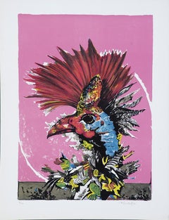 Le coq - Lithographie de Pietro Carabellese - années 1970