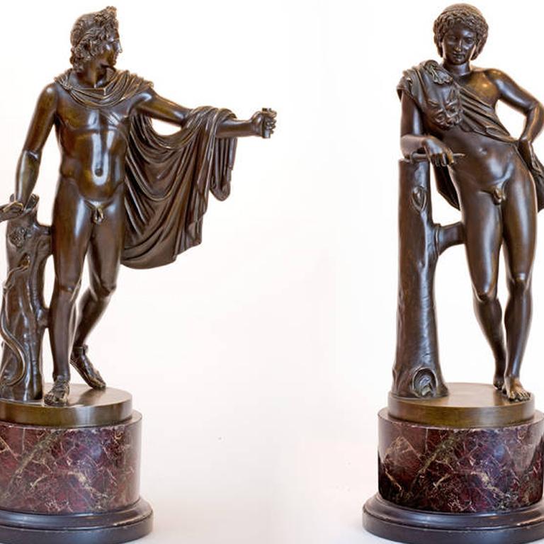 Pair of Figural Bronzes - Gold Figurative Sculpture by Chiapparelli