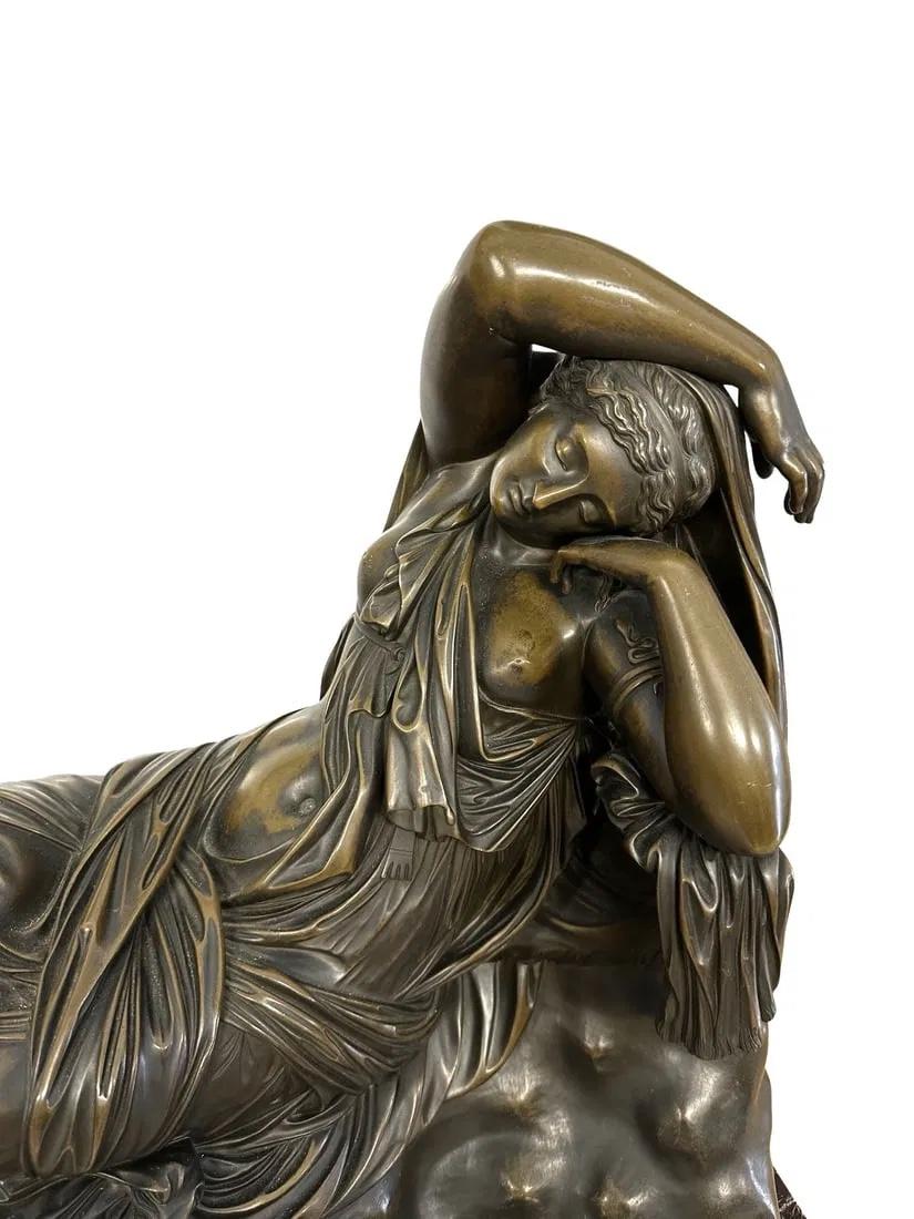 Sleeping Ariadne, Large Bronze & Marble Sculpture of Greek Mythology, 19th C. For Sale 7