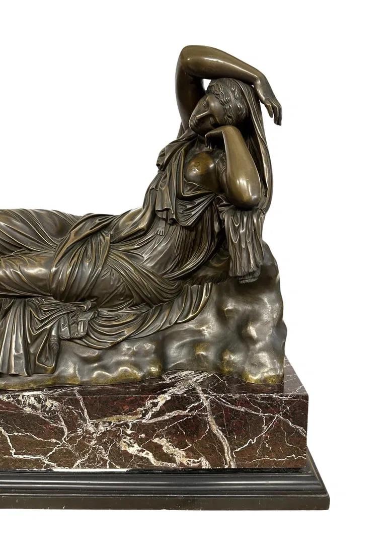Sleeping Ariadne, Large Bronze & Marble Sculpture of Greek Mythology, 19th C. For Sale 6