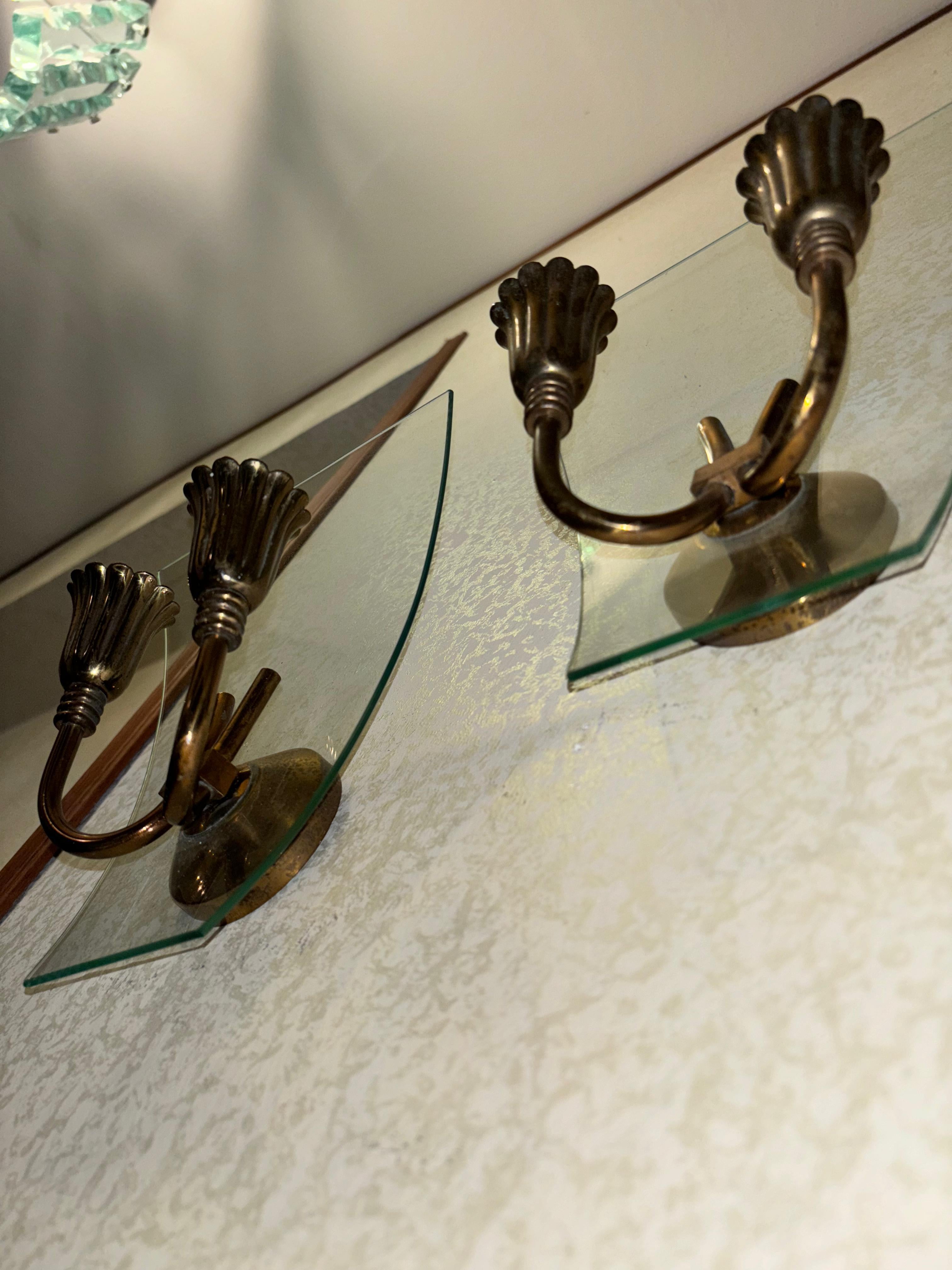 Pietro church wall sconce Fontana Arte  20th century 1950 In Good Condition For Sale In Palermo, IT
