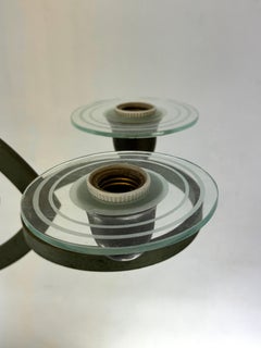 Pietro Chiesa, Art-Déco-Kronleuchter aus massivem lackiertem Messing und Glas. Italien 193