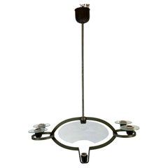 Pietro Chiesa, Art Deco chandelier in solid lacquered brass and glass. Italy 193