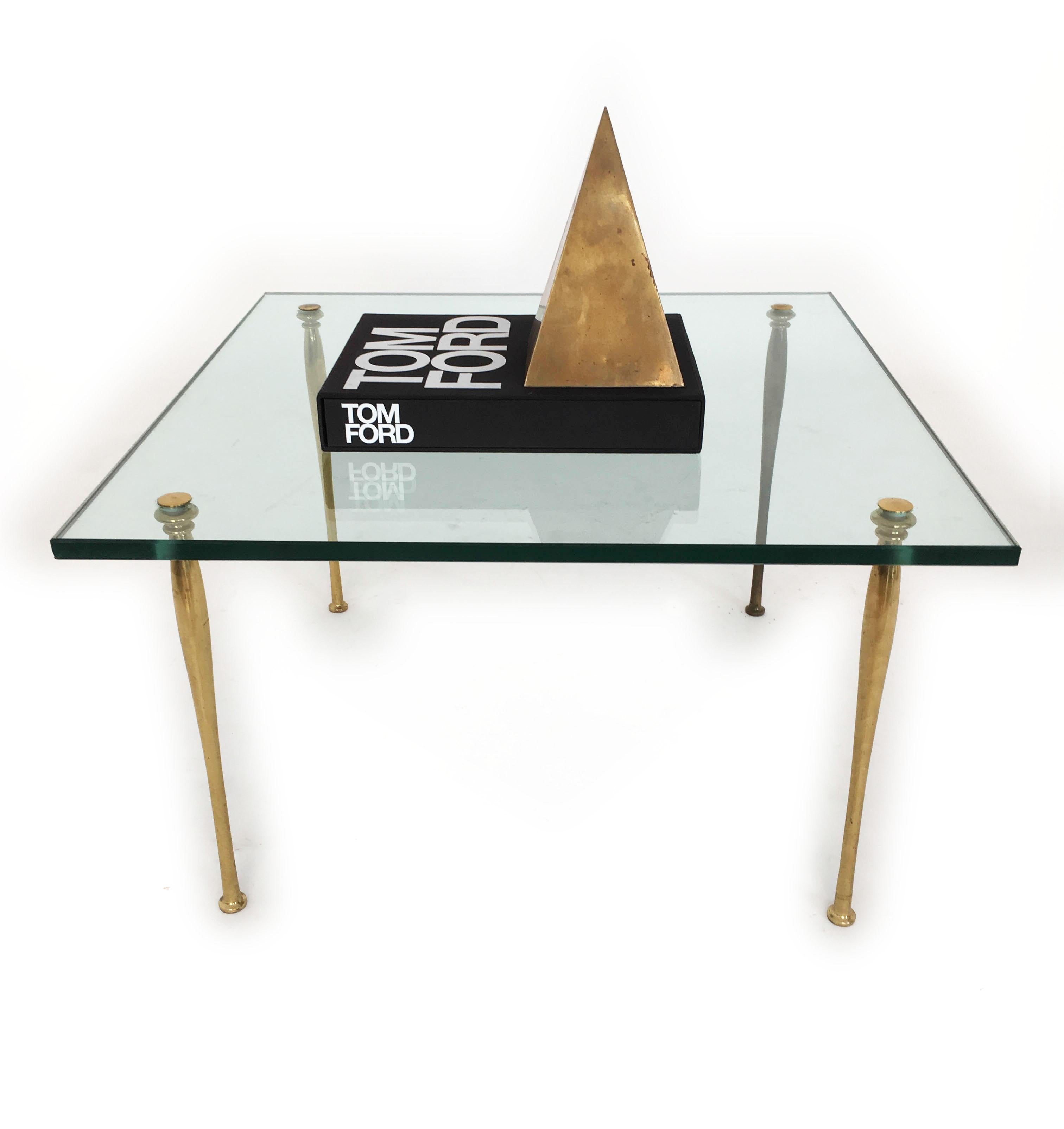 Brass Pietro Chiesa Attributed Coffee Table, Italy 1950s For Sale