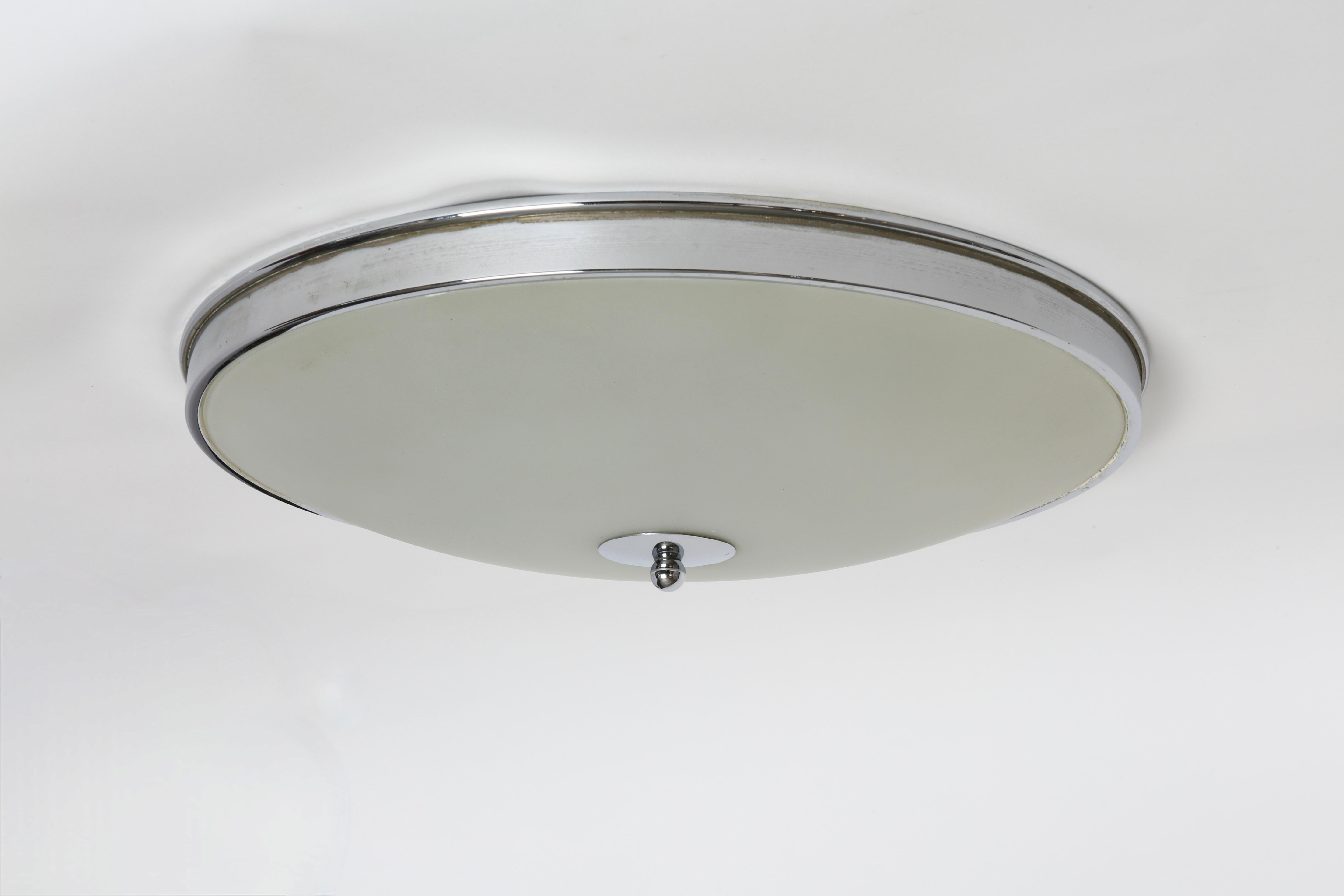 Mid-20th Century Pietro Chiesa Attributed Flush Mount Ceiling Light, Italy, 1960s