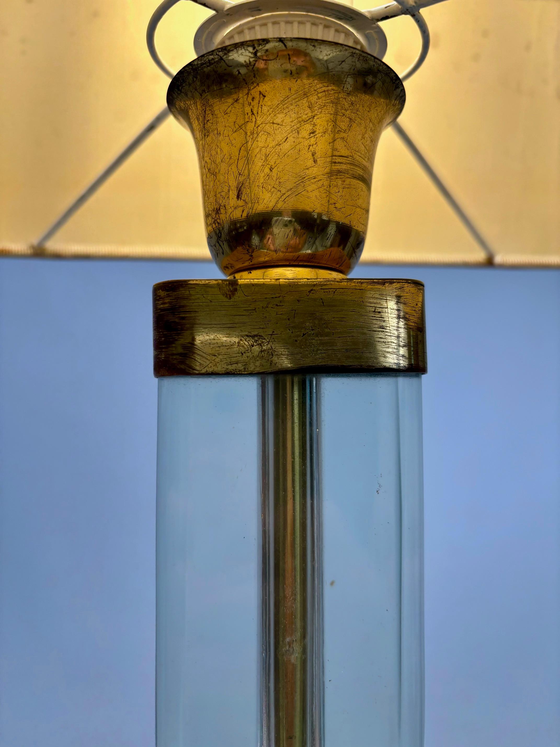 Italian Pietro Chiesa, Brass & Glass Table Lamp for Fontana Arte , Italy (Old Edition) For Sale