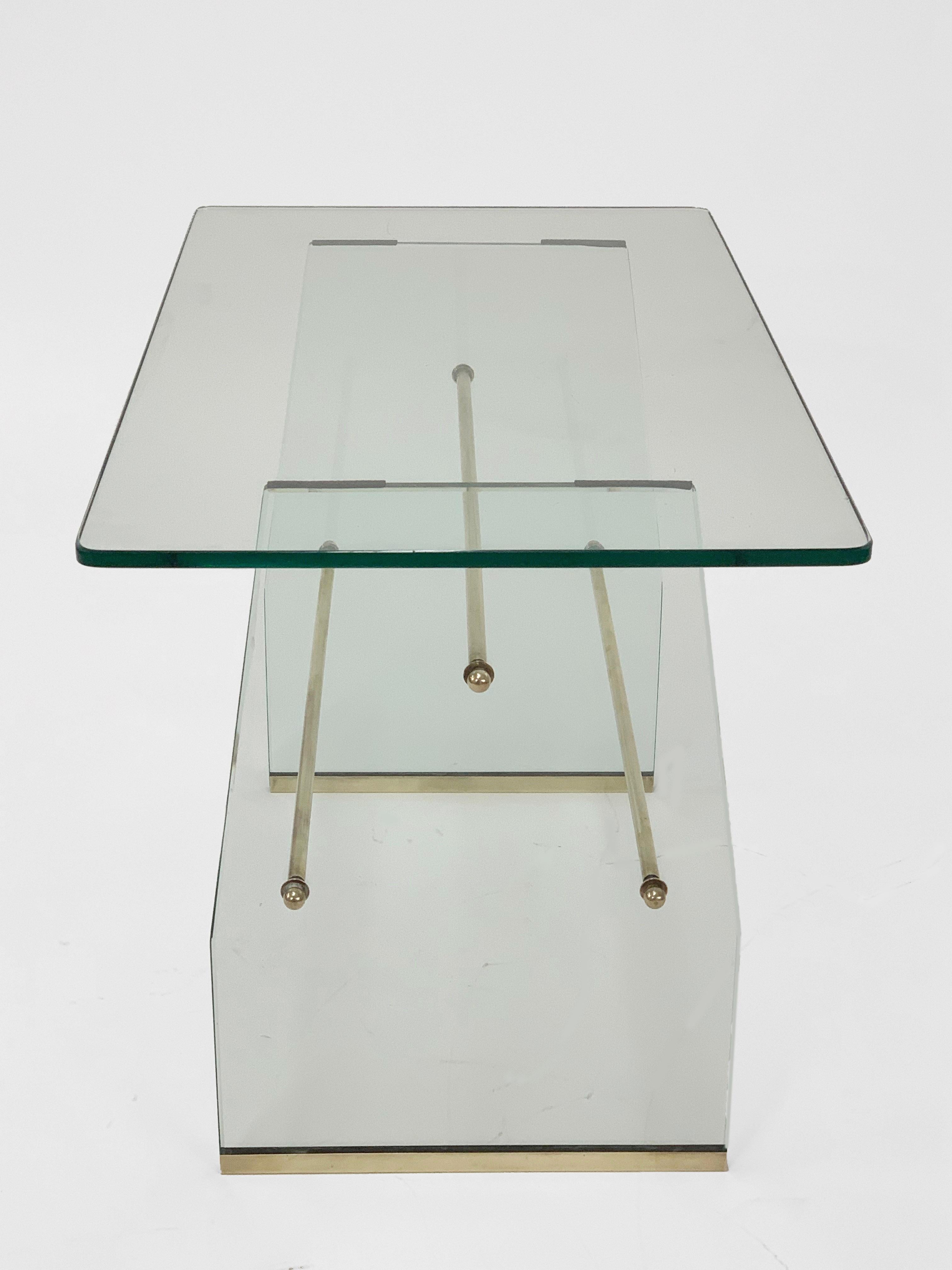 Pietro Chiesa Coffee Table for Fontana Arte Style, Italy circa 1935 Glass Brass 4