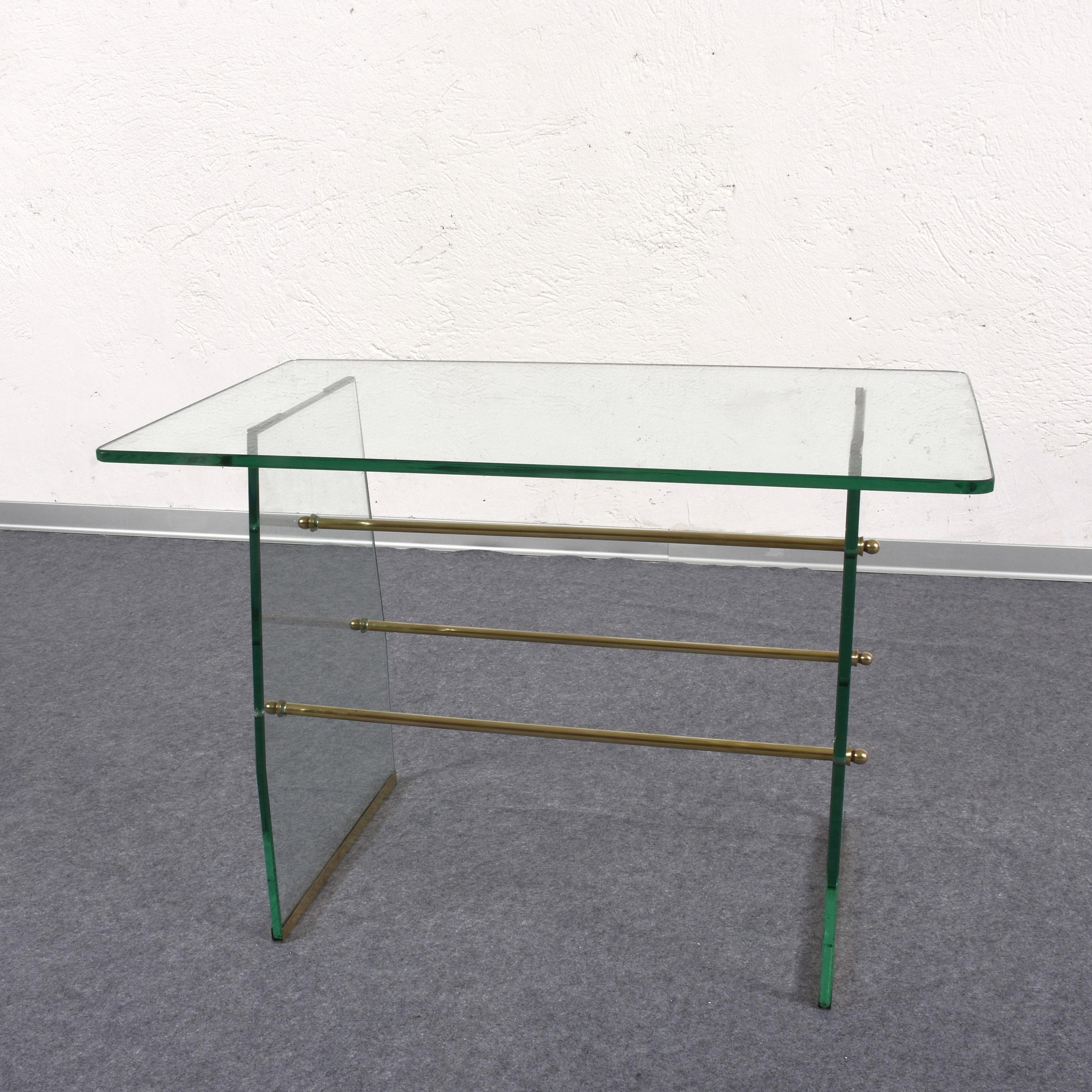 Pietro Chiesa Coffee Table for Fontana Arte Style, Italy circa 1935 Glass Brass In Fair Condition In Roma, IT