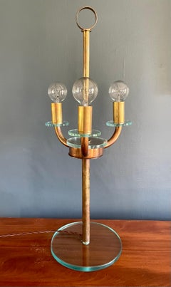 Pietro Chiesa Copper and Glass Table Lamp