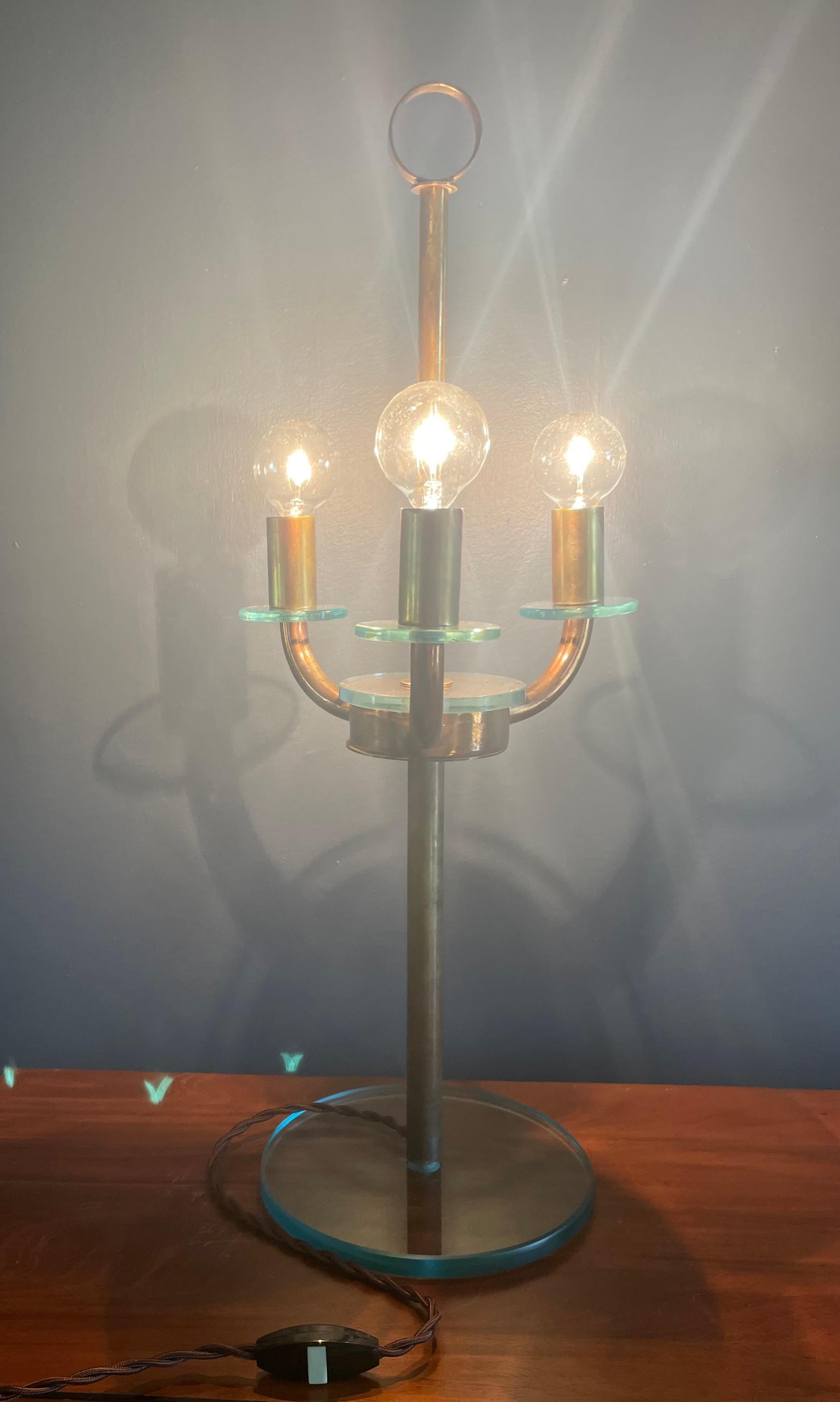Mid-Century Modern Pietro Chiesa Copper and Glass Table Lamp For Sale