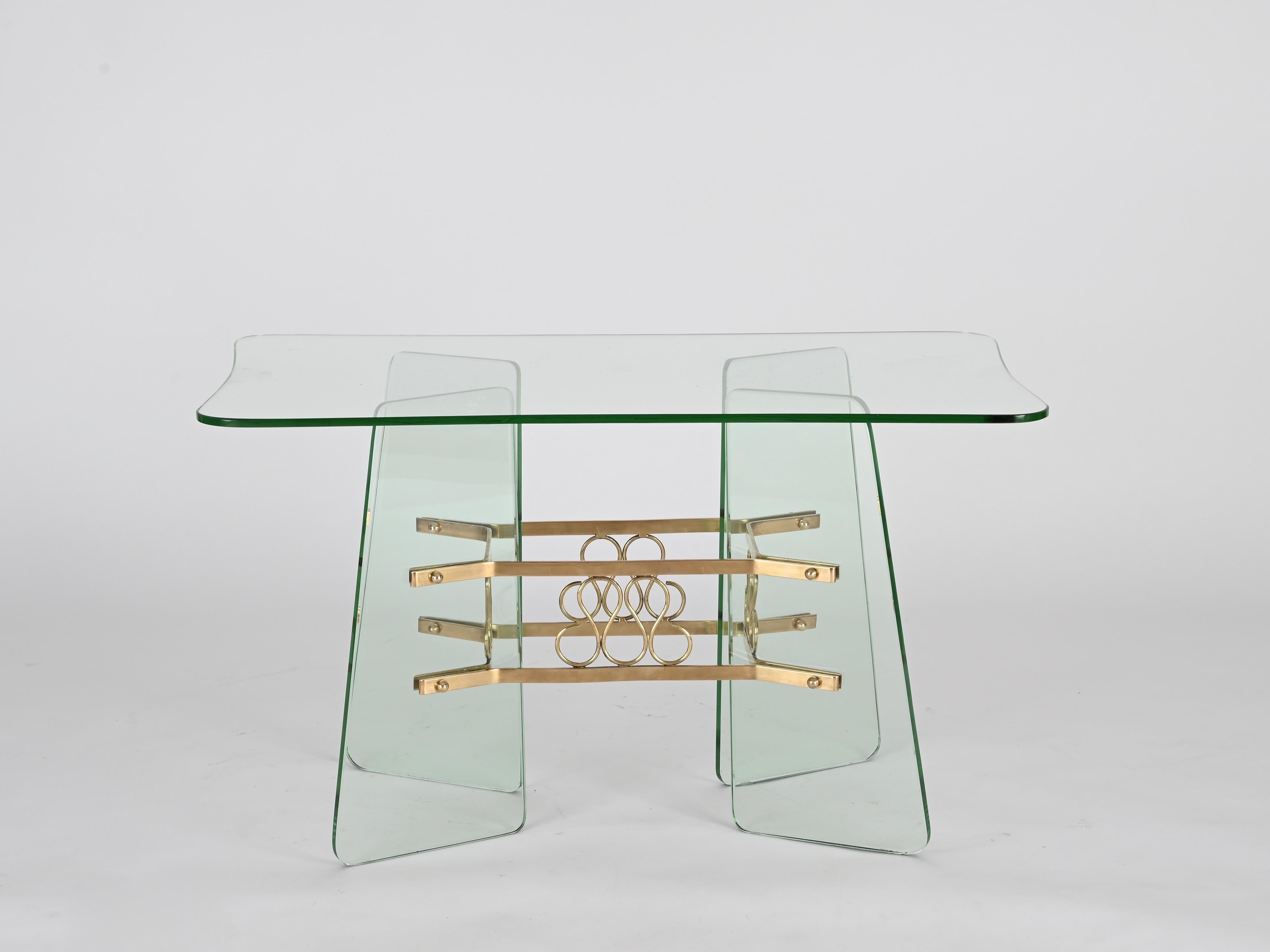 Laiton Table basse Luigi Brusotti, Italie, années 1930 en vente