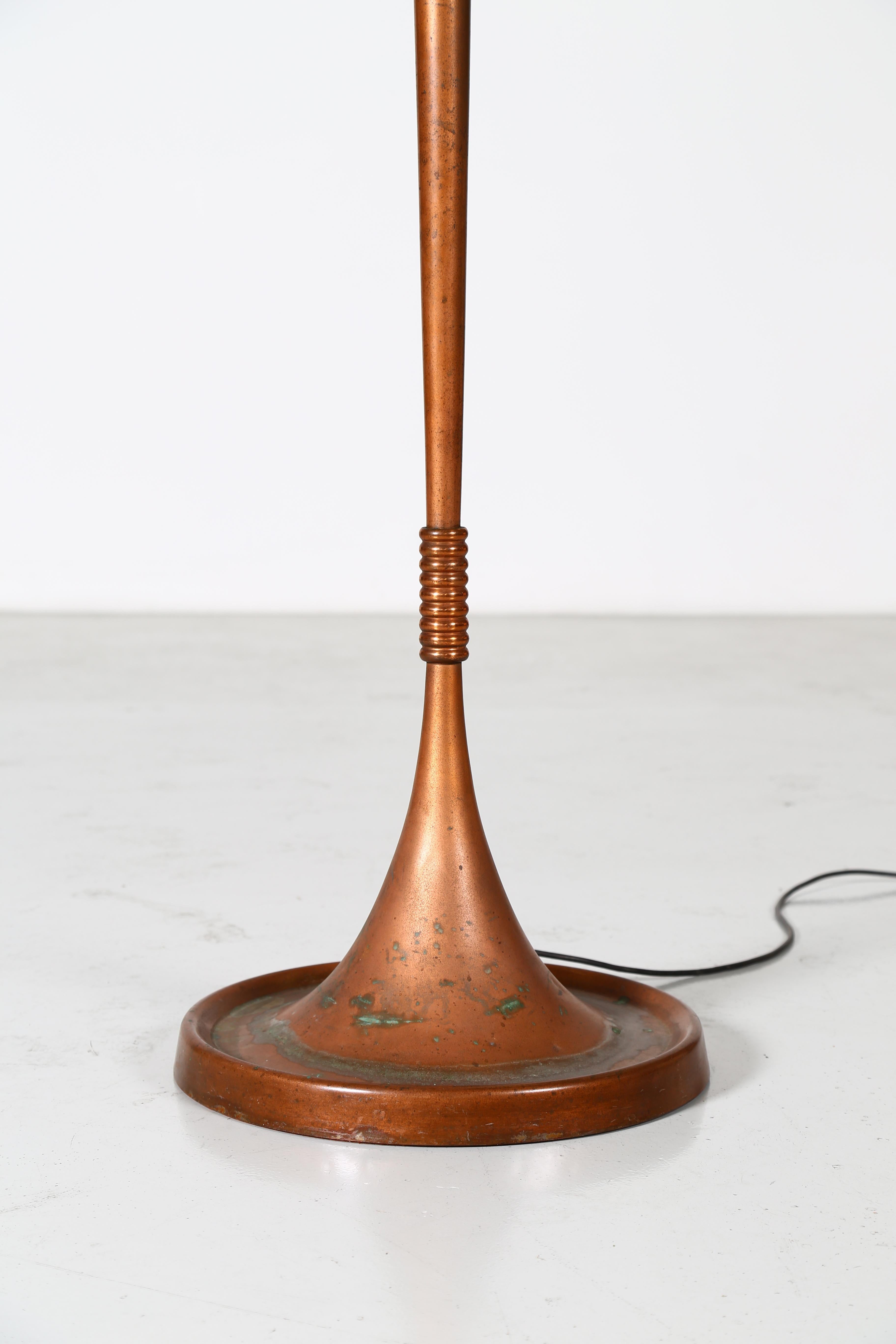 Italian Pietro Chiesa Floor Lamp Art Deco in Copper, 1930s