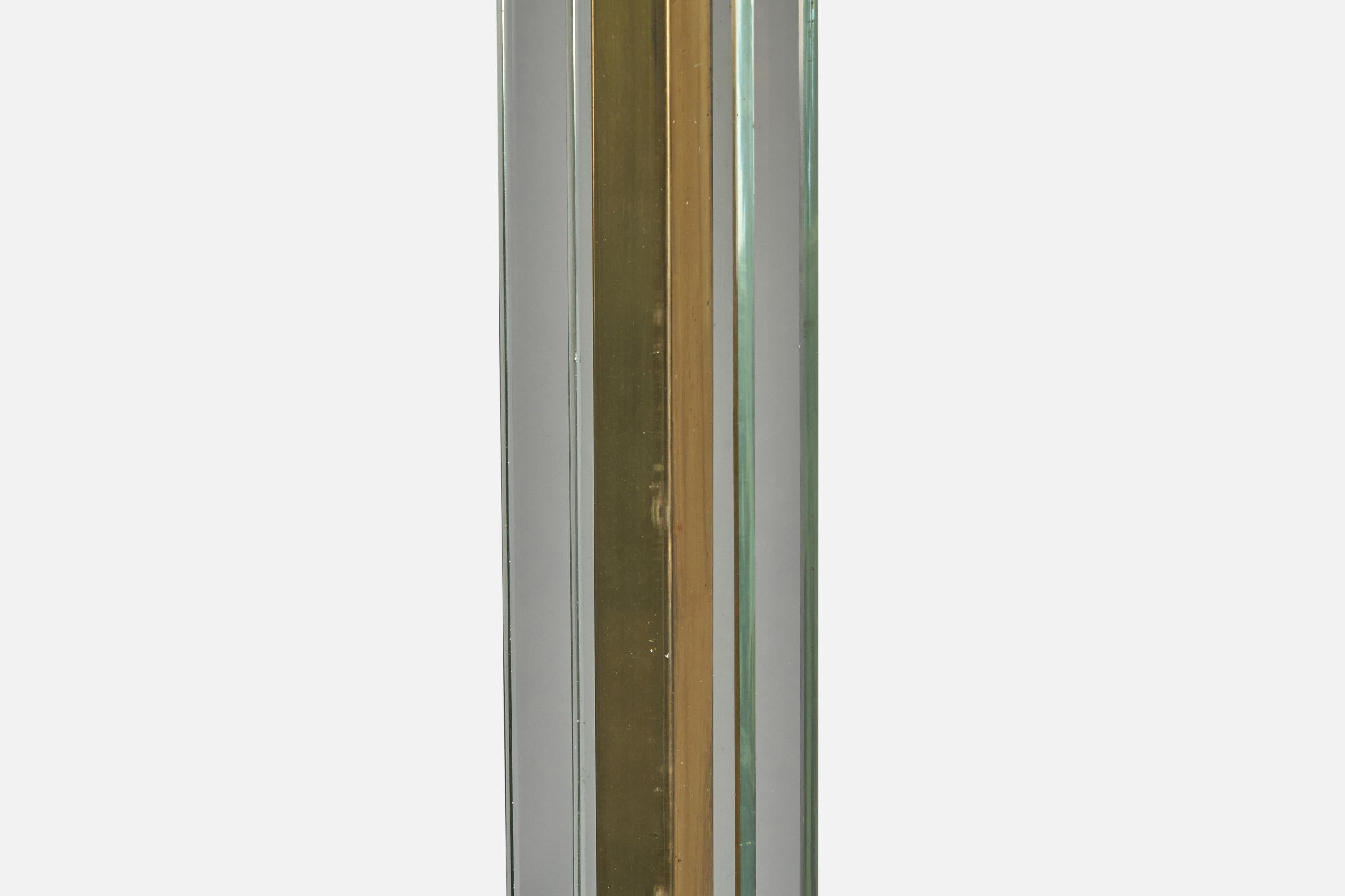 Pietro Chiesa, Floor Lamp, Brass, Glass, Fabric Italy, 1940s In Good Condition For Sale In High Point, NC