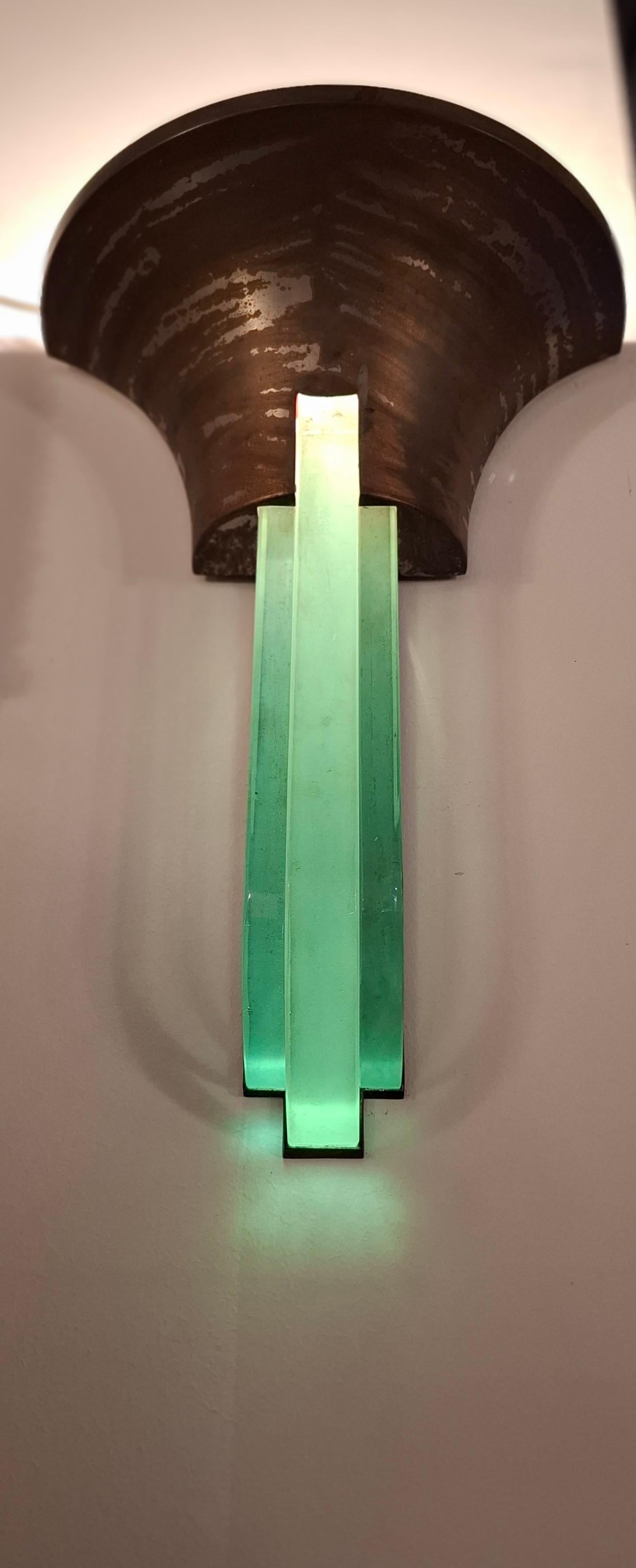 Italian PIETRO CHIESA Fontana Arte APPLIQUE GLASS METAL CROME 1940 ITALIA in vendita