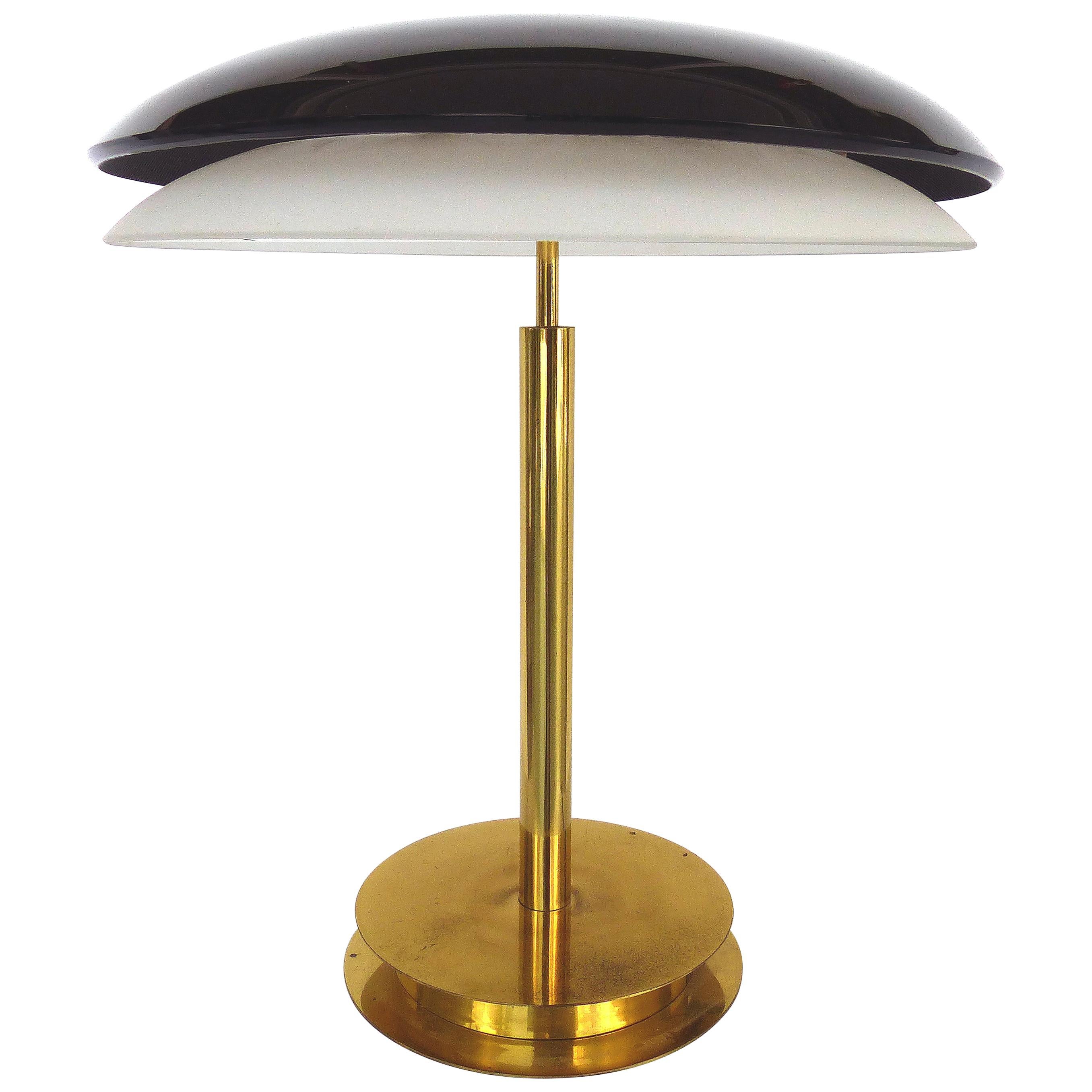 Pietro Chiesa Fontana Arte Bis/Tris Glass Table Lamp in Brass, Signed