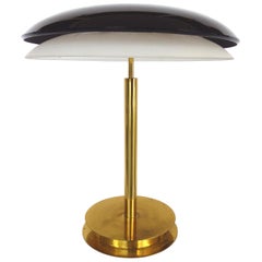 Pietro Chiesa Fontana Arte Bis/Tris Glass Table Lamp in Brass, Signed