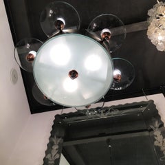 Pietro Chiesa Fontana Arte Chandelier Glass Copper Crome 1950 Italy
