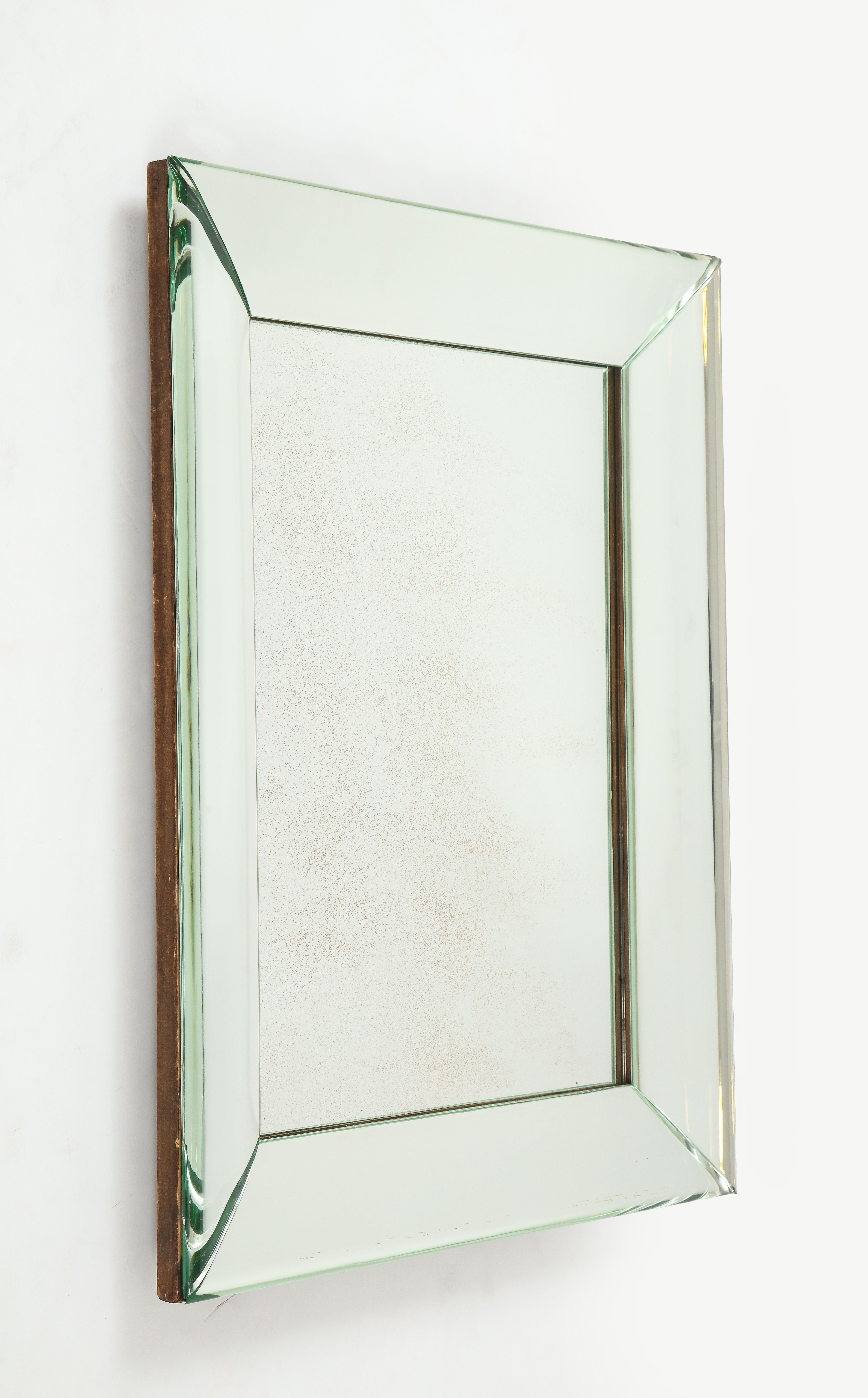 Mid-Century Modern Pietro Chiesa Fontana Arte, Crystal Glass Mirror, Milan, Italy, c. 1950