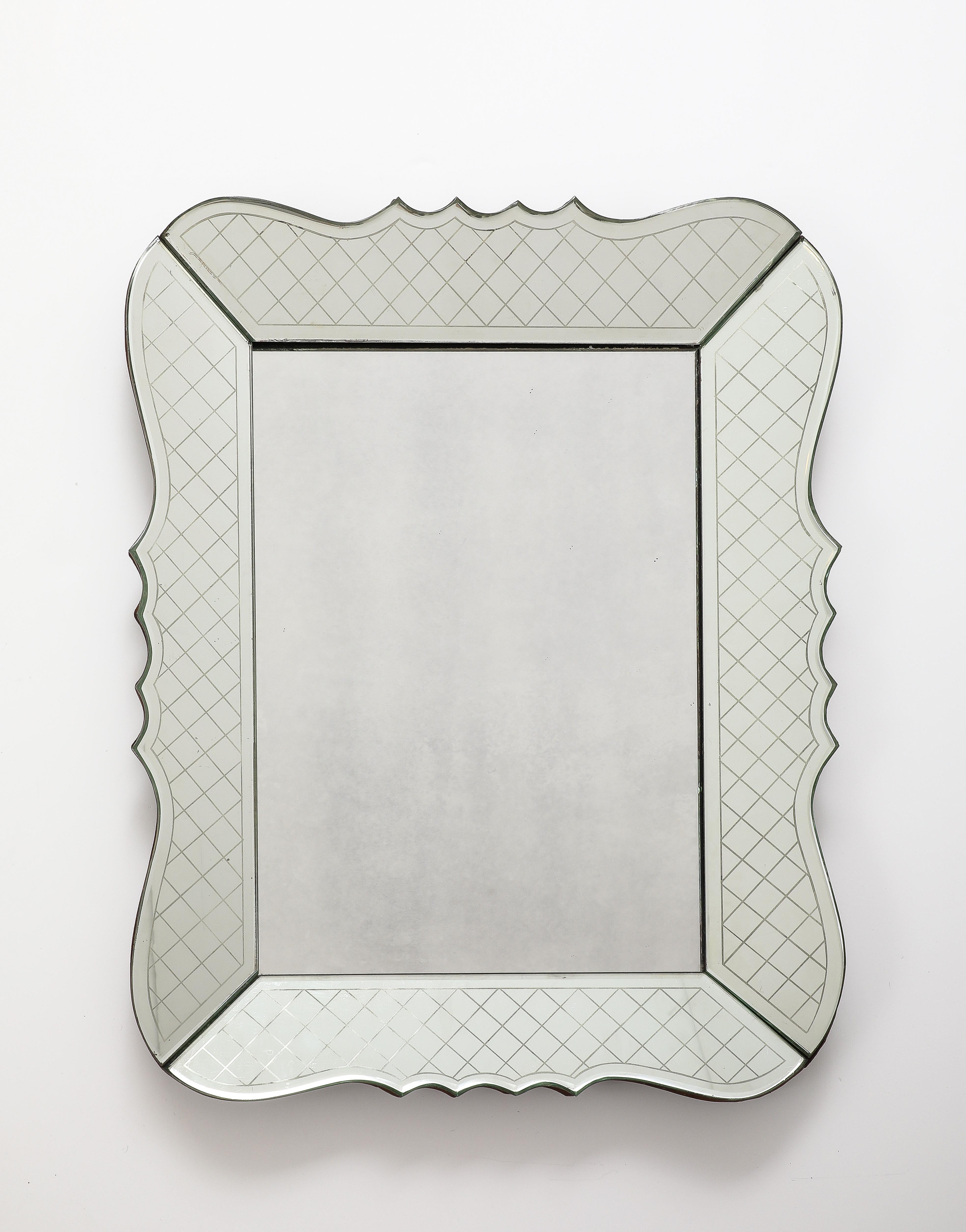 Pietro Chiesa (1892-1948), Espejo de Fontana Arte, Italia, c. 1930, firmado

Diseño enrejado diamante mate arenado

Alto: 25,5 Ancho: 20 Fondo: 2 pulg.
