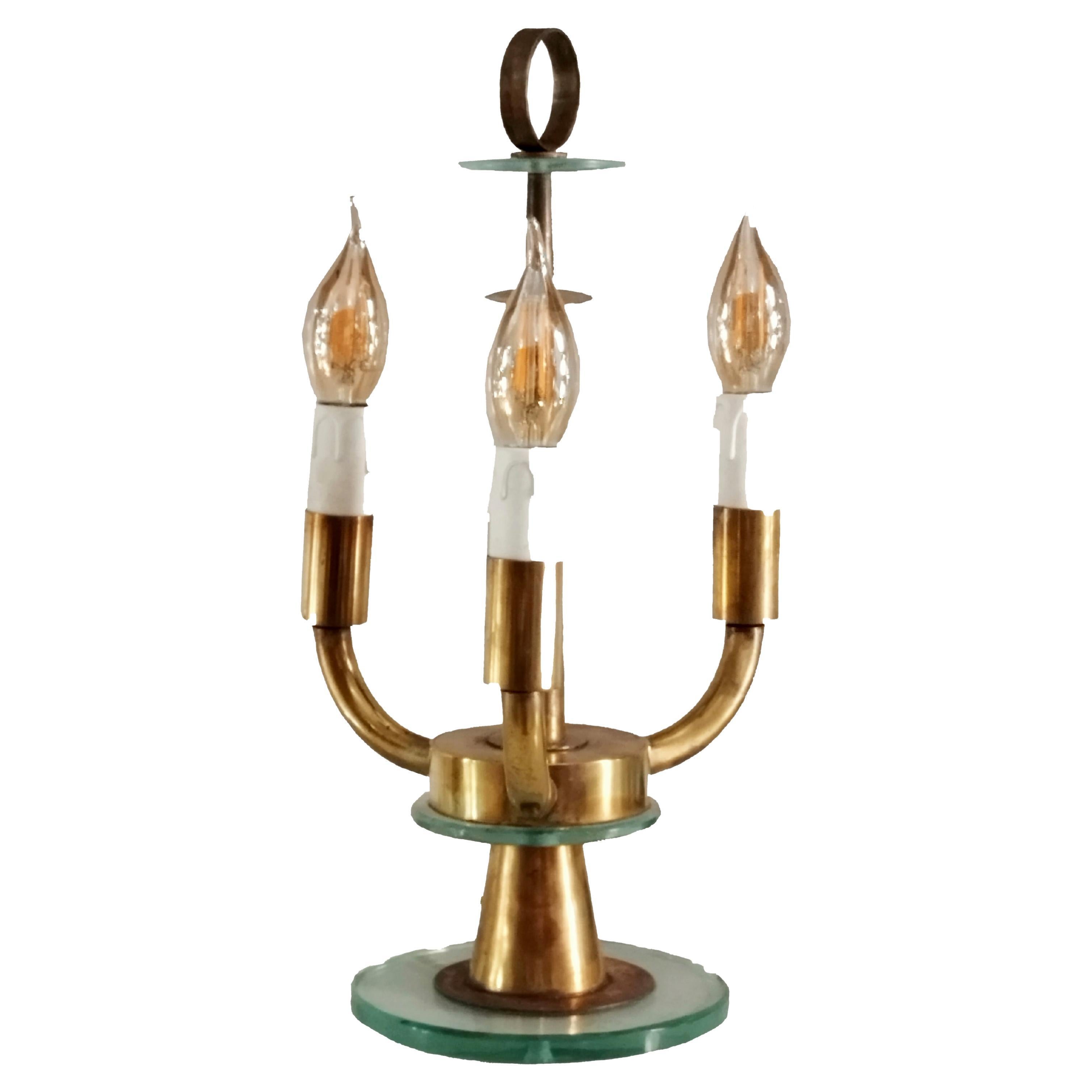 Pietro Chiesa Fontana Arte Style Brass Table Lamp, Italy, 1940s For Sale