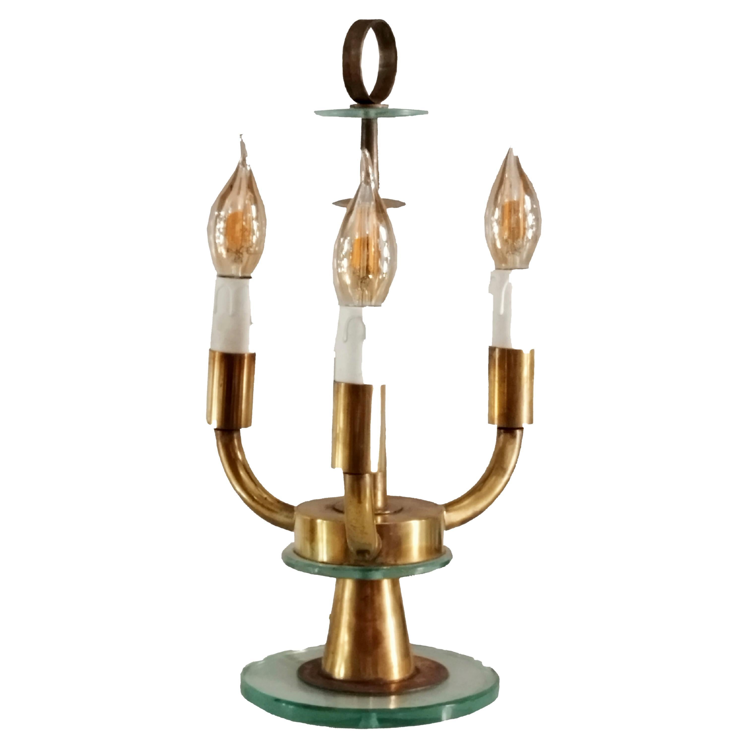 Lampada da tavolo in ottone in stile Fontana Arte di Pietro Chiesa, Italia, anni '40