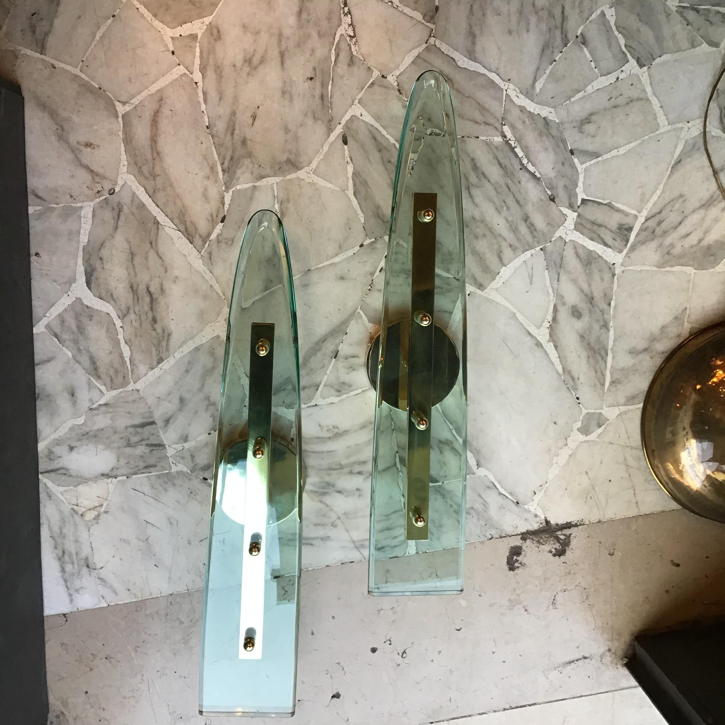 Pietro Chiesa Fontana Arte Vetro Ottone 1940 Italy In Excellent Condition For Sale In Milano, IT