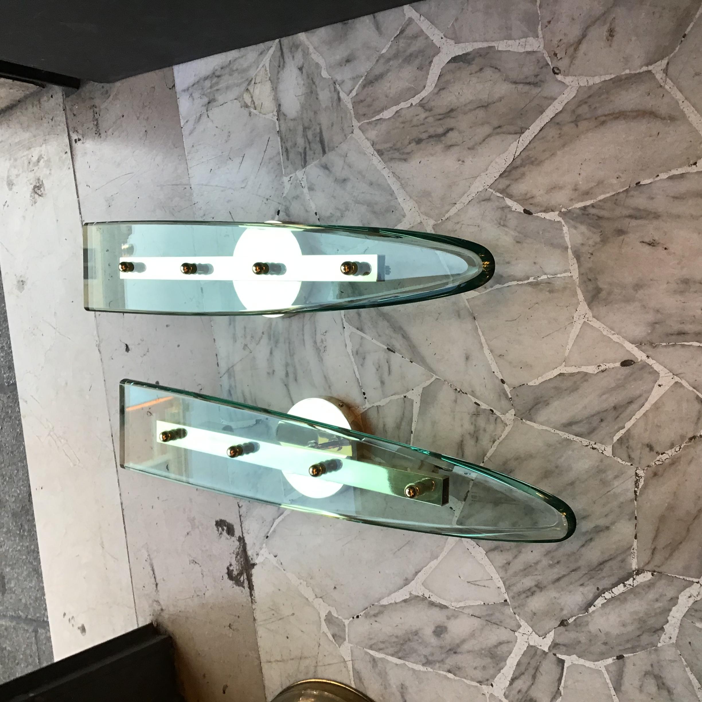 Mid-20th Century Pietro Chiesa Fontana Arte Vetro Ottone 1940 Italy For Sale