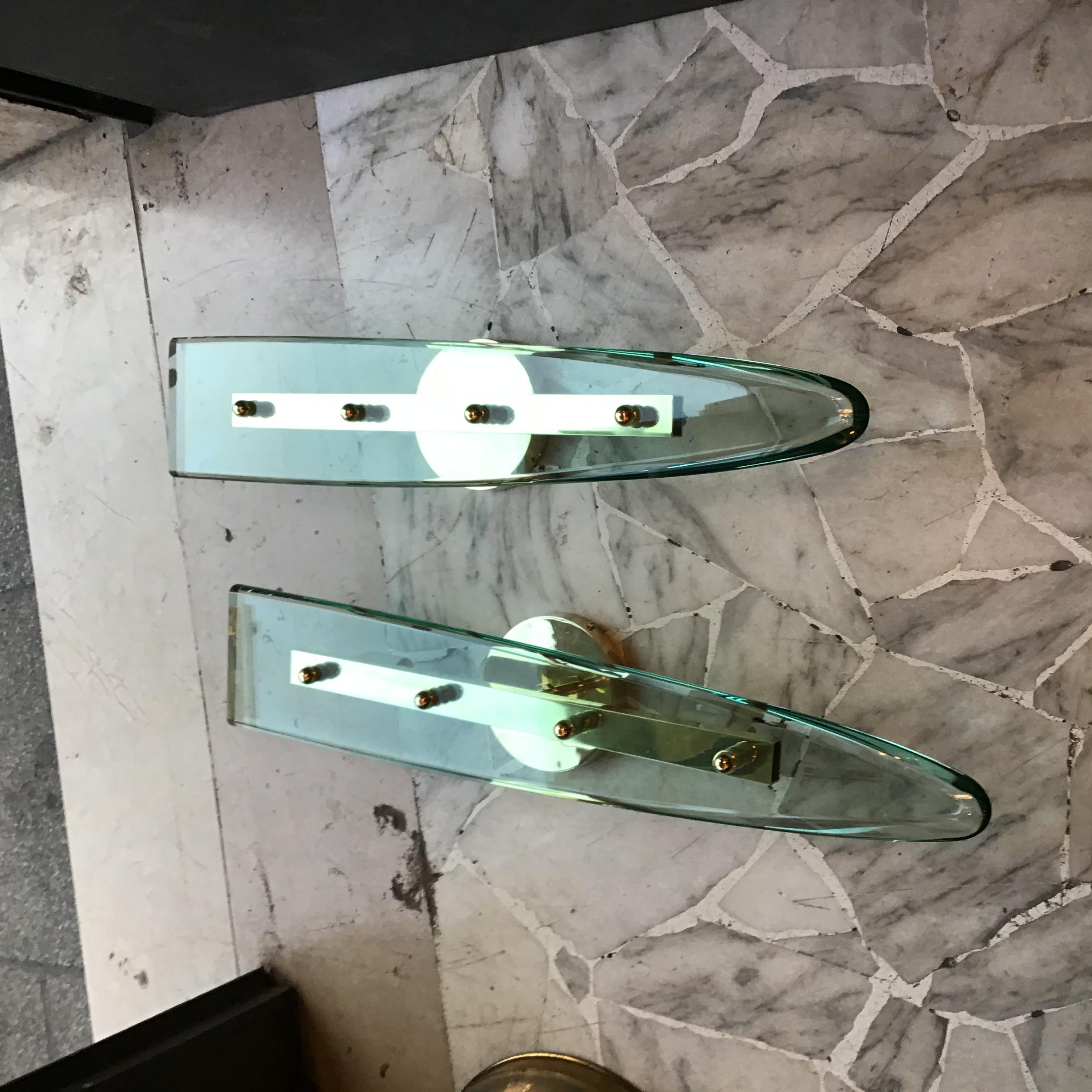 Glass Pietro Chiesa Fontana Arte Vetro Ottone 1940 Italy For Sale