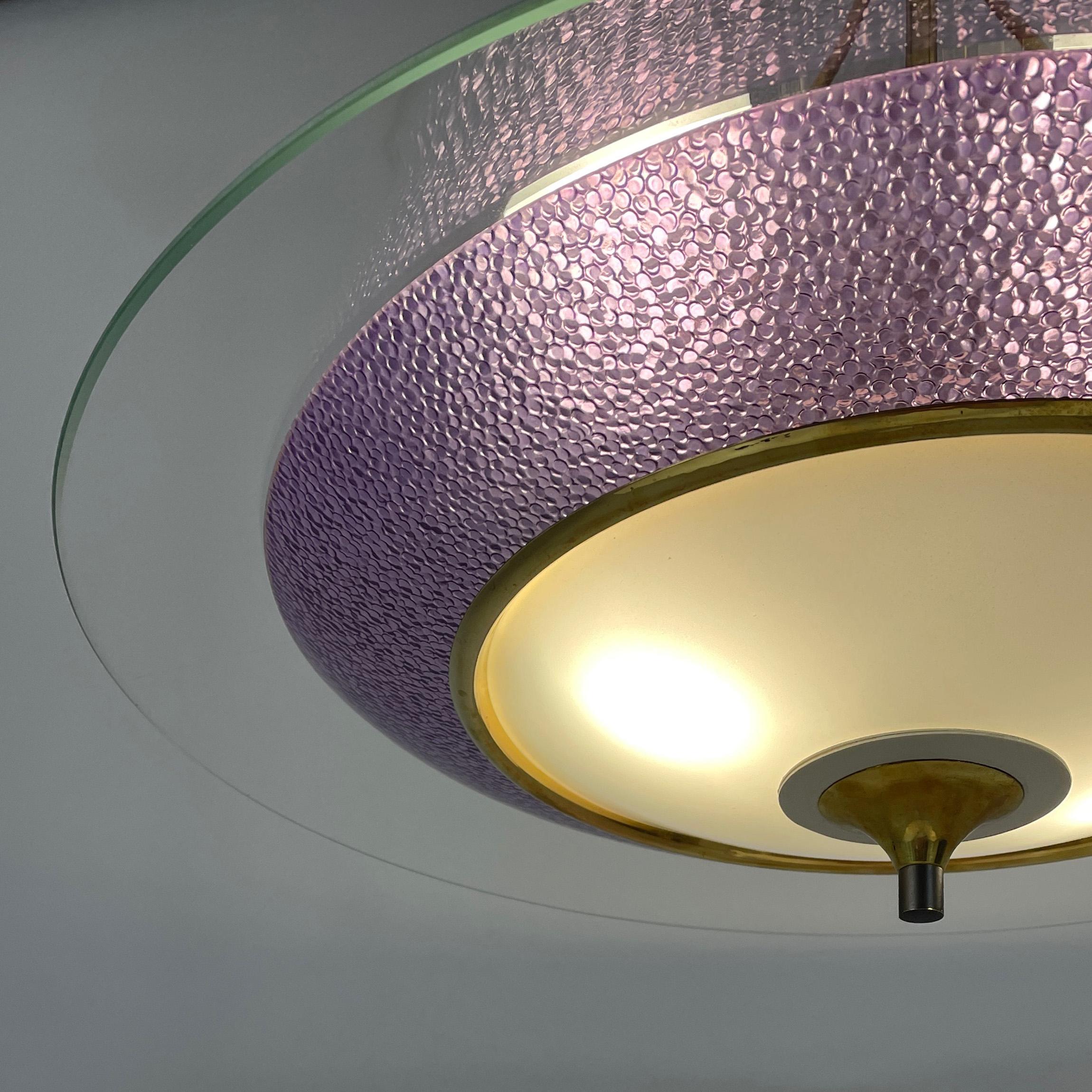 Pietro Chiesa Fontane Arte Style Glass & Brass Chandelier, Italy 1950s For Sale 4