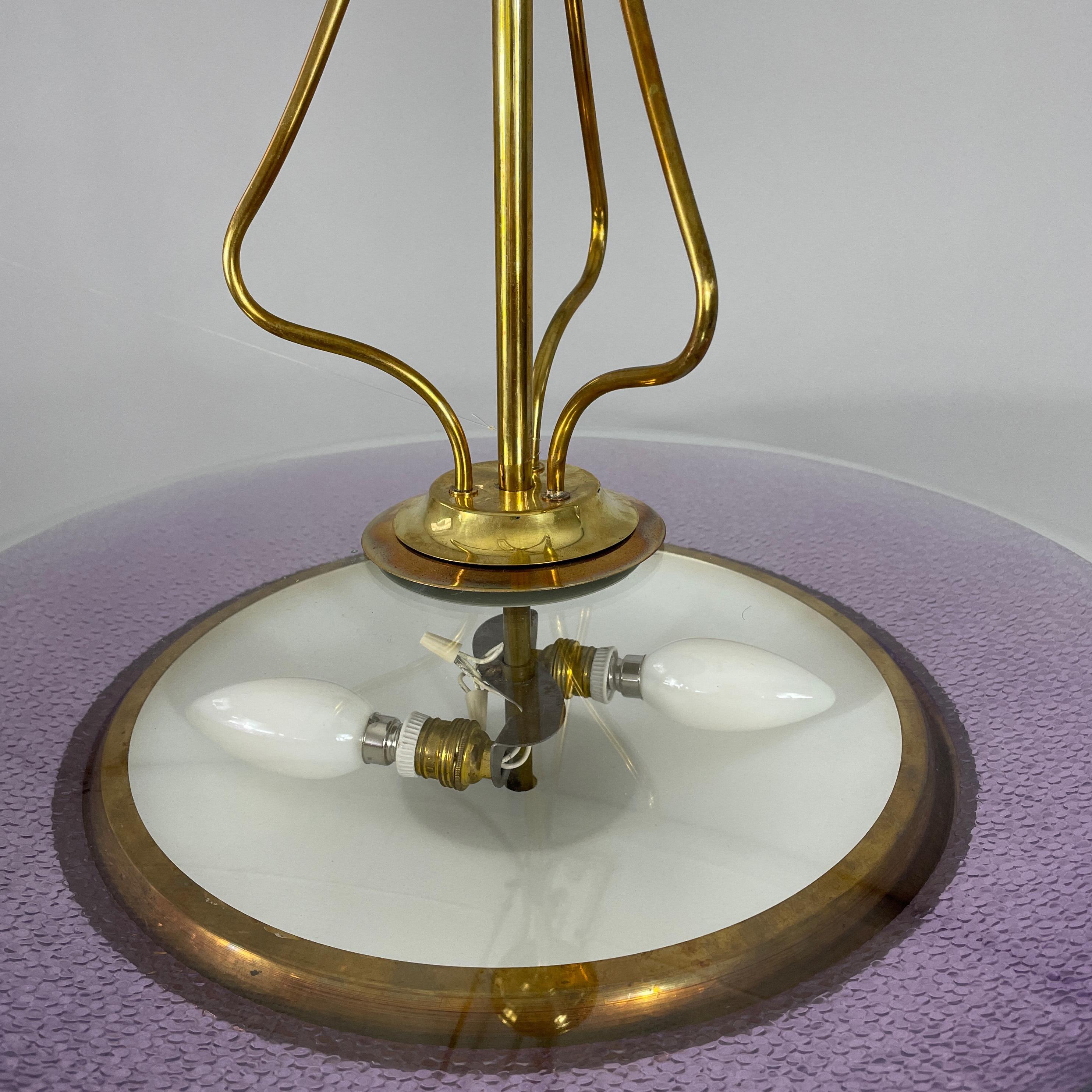 Pietro Chiesa Fontane Arte Style Glass & Brass Chandelier, Italy 1950s For Sale 6